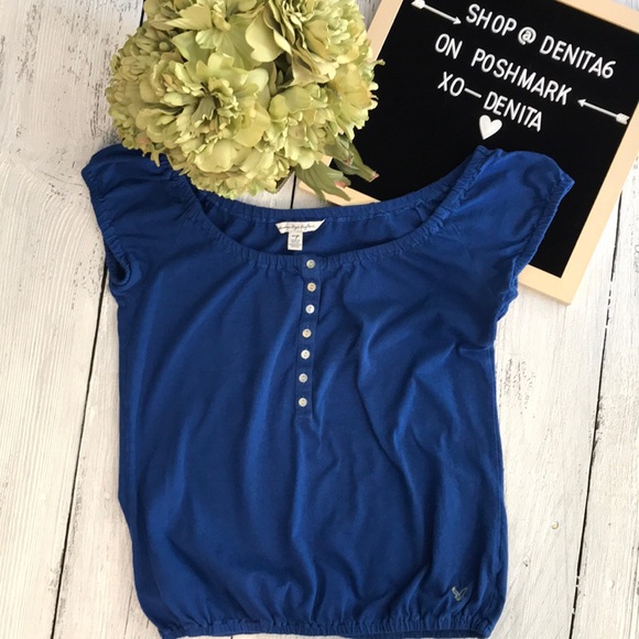 American Eagle Outfitters Tops - Woman’s A&E Blue Off The Shoulder Blouse Size XS